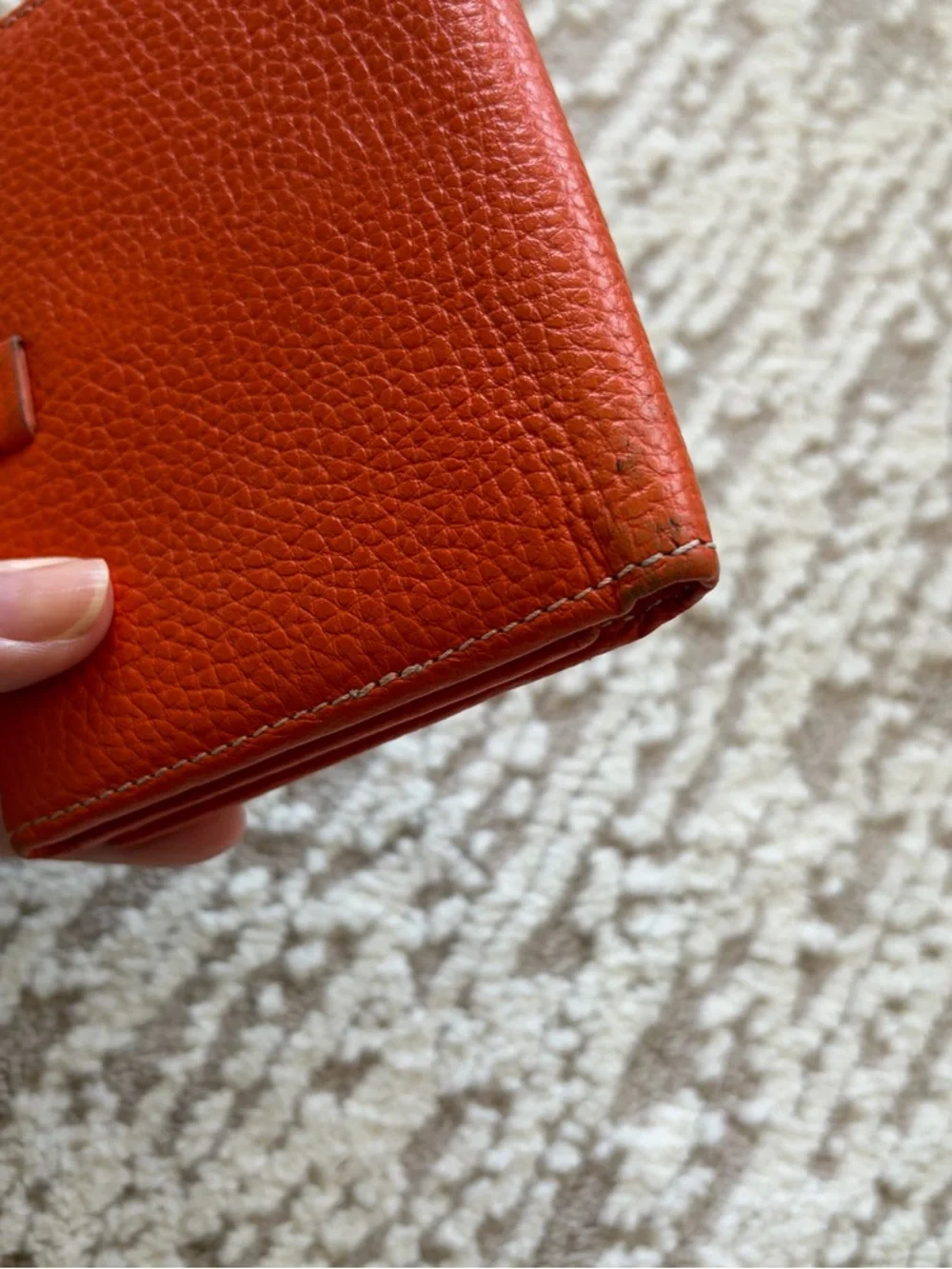 Vintage Hermes Orange Grained Leather Card Holder - Picture 8 of 8